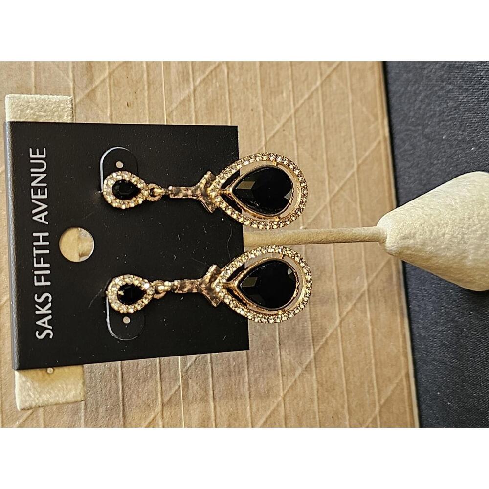 Saks Fifth Avenue Elegant Black Gemstone Earrings
